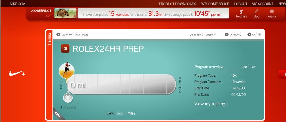 Nike + Website Nike+ Website Training Homepage for Loose Bruce